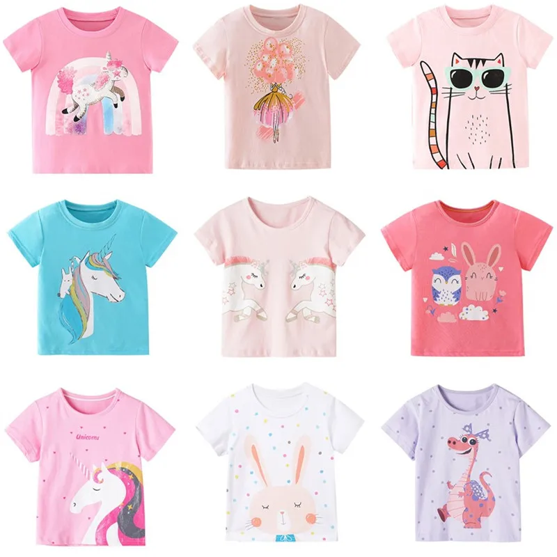 2024 Cotton Girls T-shirts Children\'s Clothing Girls Tees Toddler shirts Girl Summer Clothes Short Sleeve Kids Tops For Girls