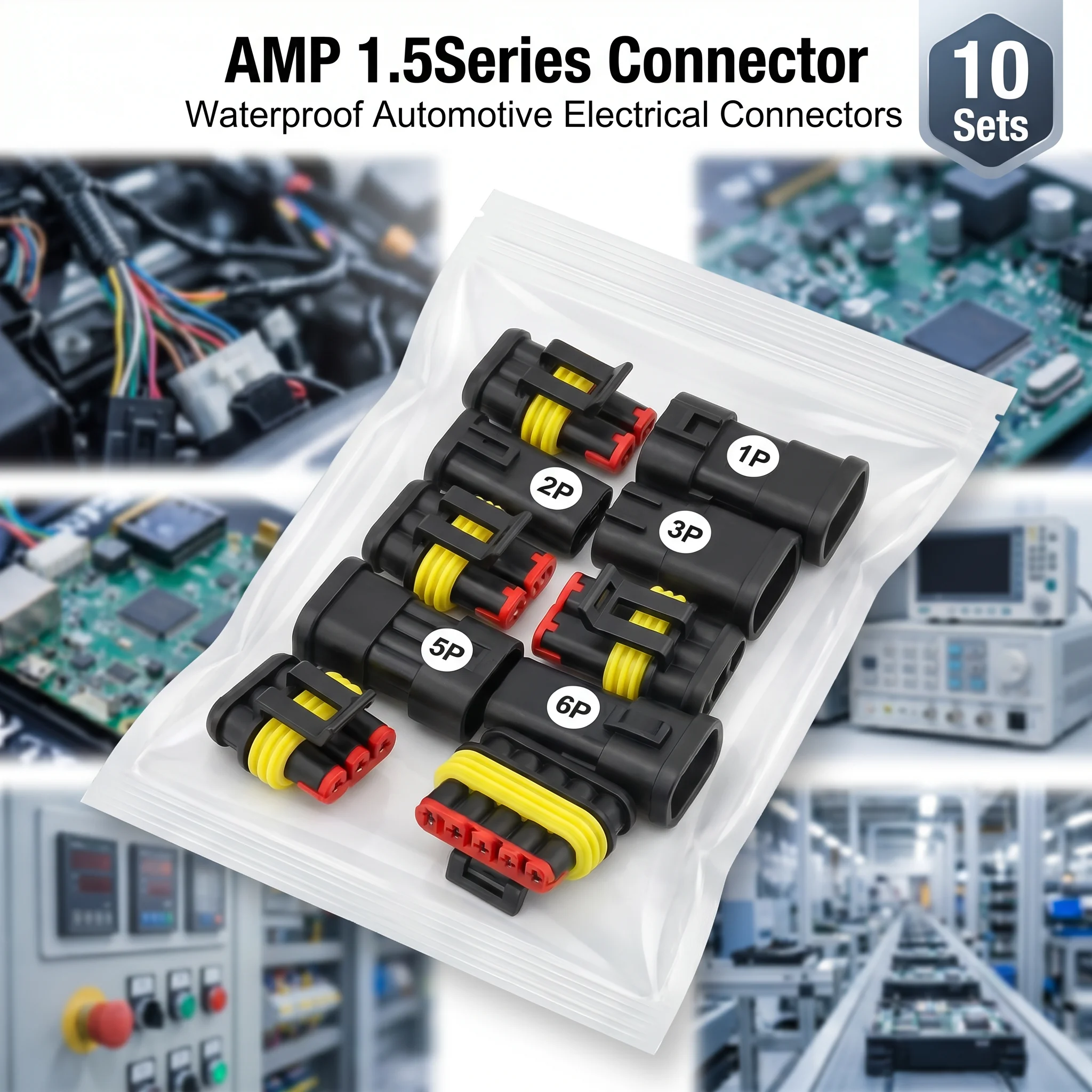 10 Sets AMP Waterproof Connector 1/2/3/4/5/6 Pin 12A IP68 Electrical Automotive Wire Connector Plug Terminals Truck Car