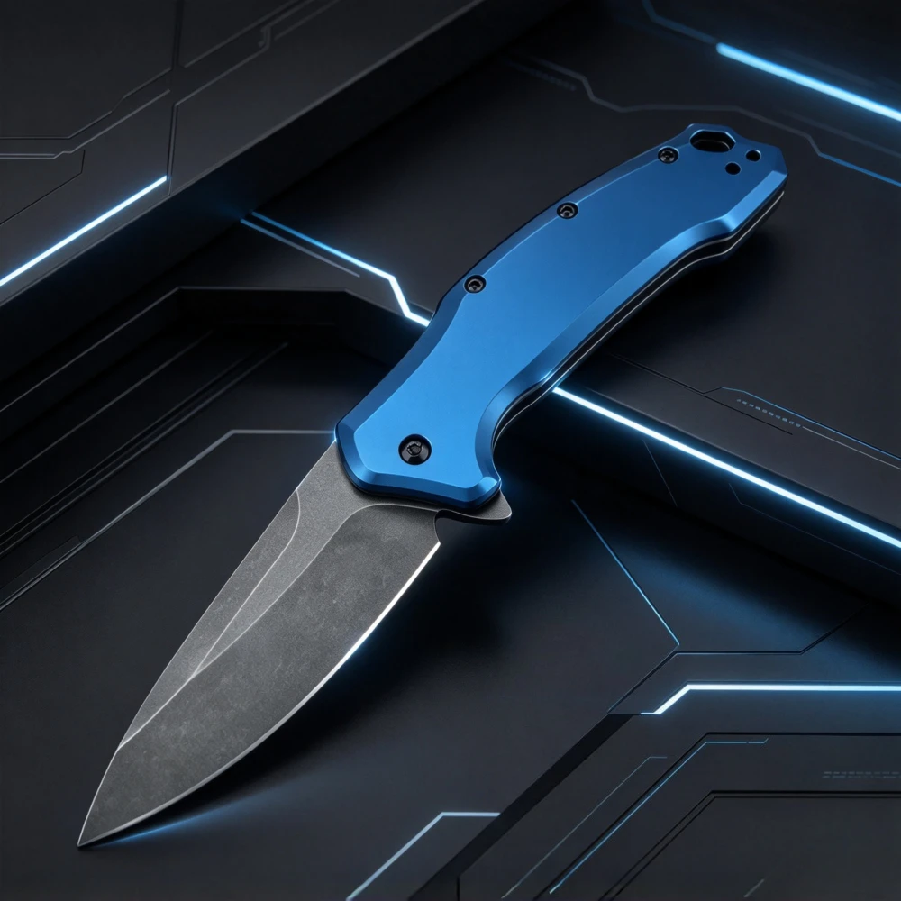 1776 Blue Folding Knife 8Cr13Mov Steel Blade Aluminum Alloy Handle Outdoor Camping Wild Fishing Survival Obstacle Clearing Tool