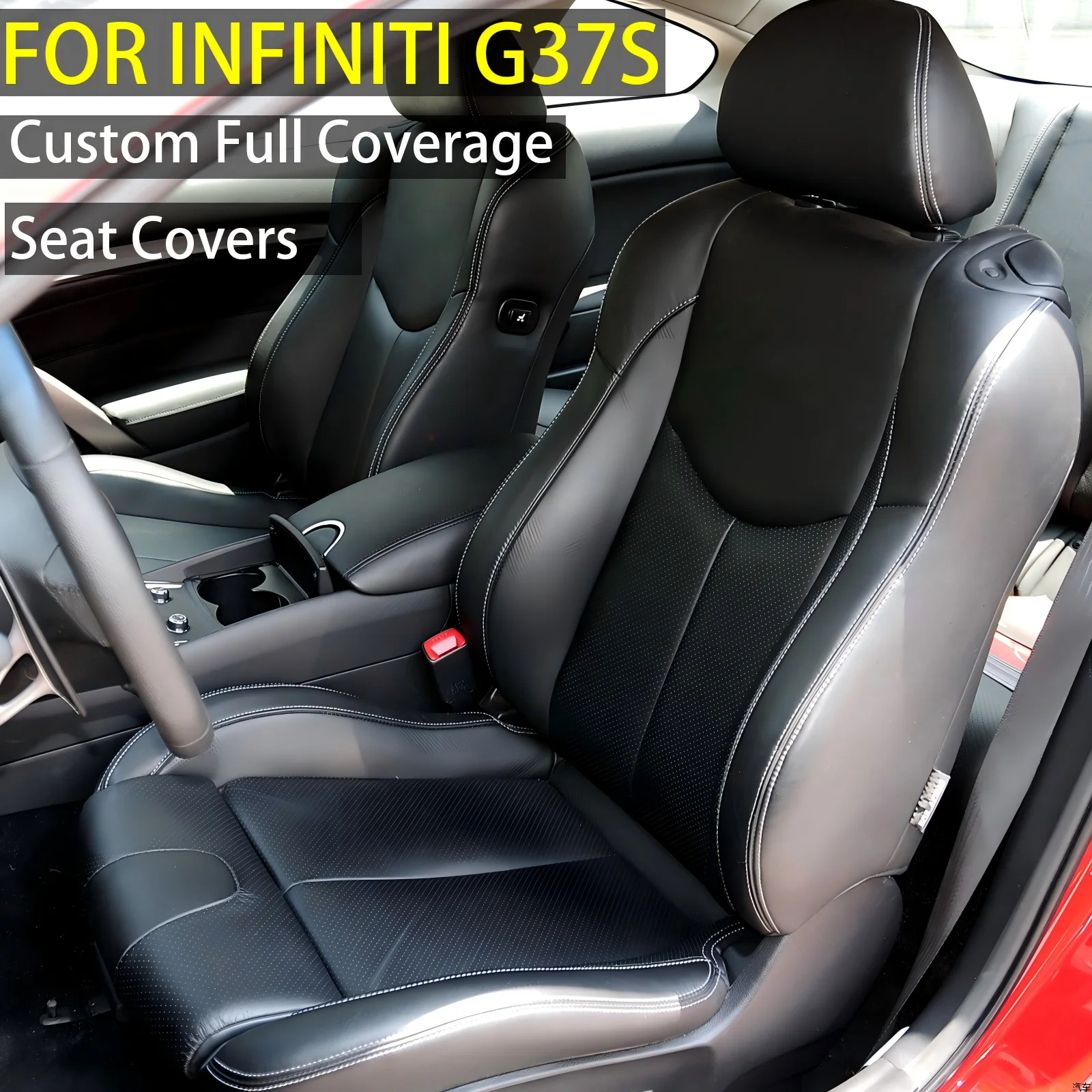 For Infiniti G37S 2008 2009 Coupe for 2 Front Seat 360 Degree Full Coveraged Custom Faux Leather Car Seat Covers Set Accessories