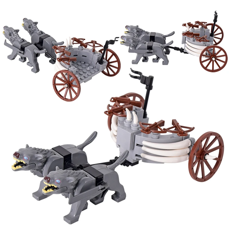 MOC Medieval Figures Orc Soldiers Raider Vargr Wolf Chariot Orcus Uruk-hai Knights Building Blocks Bricks Kids Toys gifts