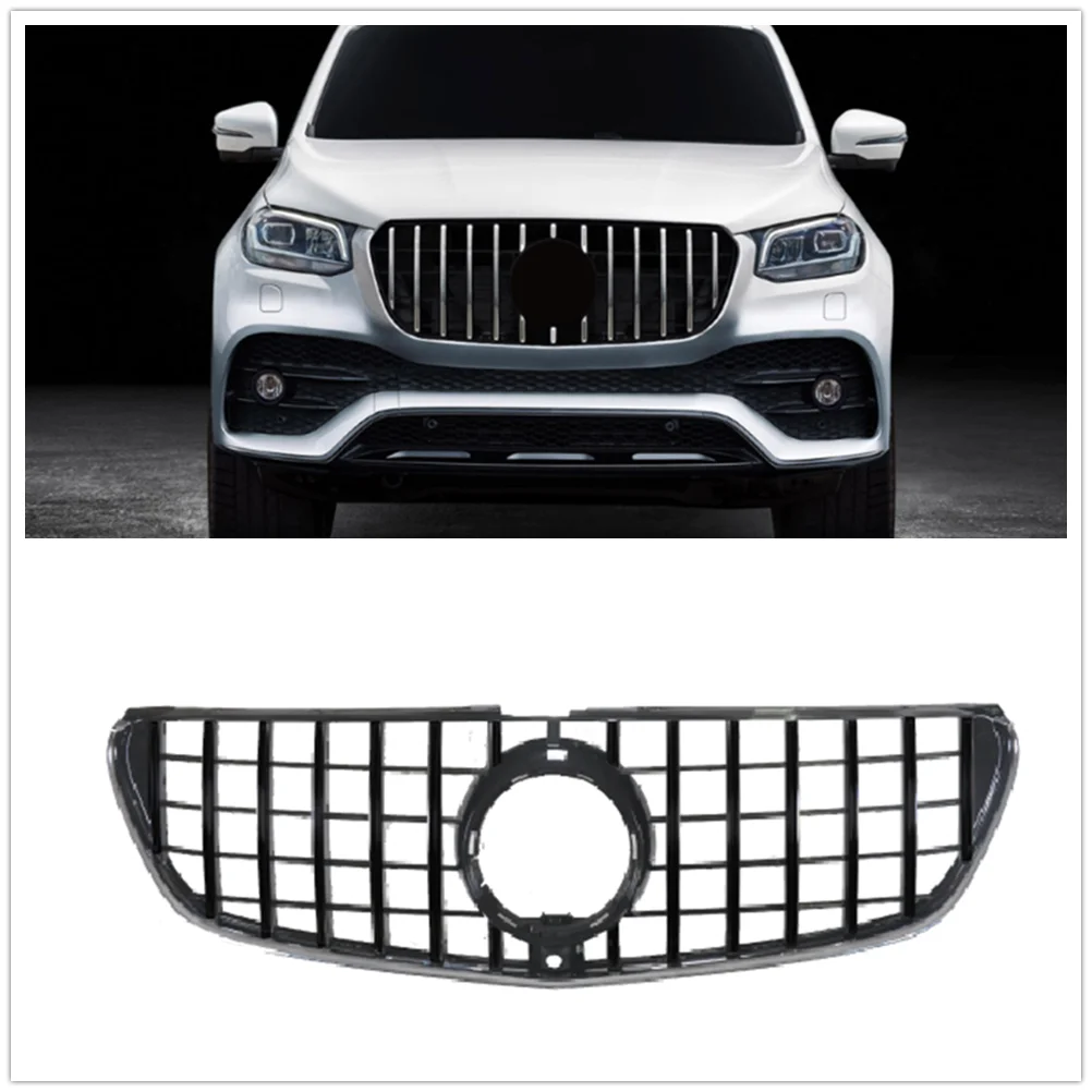 Front Grille For Mercedes Benz V Class W447 2016-2017 V260 GT R Style Black/Silver Car Upper Bumper Hood Vent Mesh Grill Grid