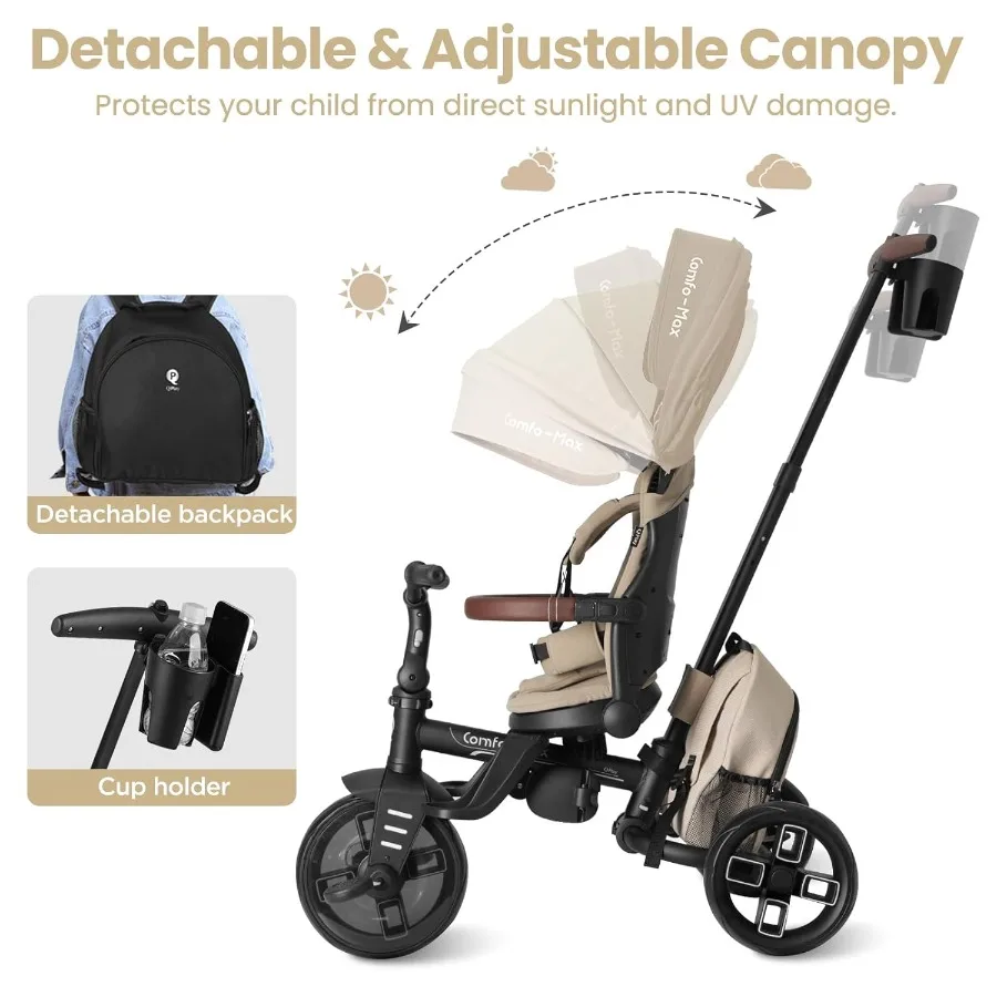 Toddler Bike Stroller for Baby 10 Months to 6 Years Old 8-in-1 Foldable Stroller Bike for Toddlers 3-5 Boys and Girls Gifts Tri
