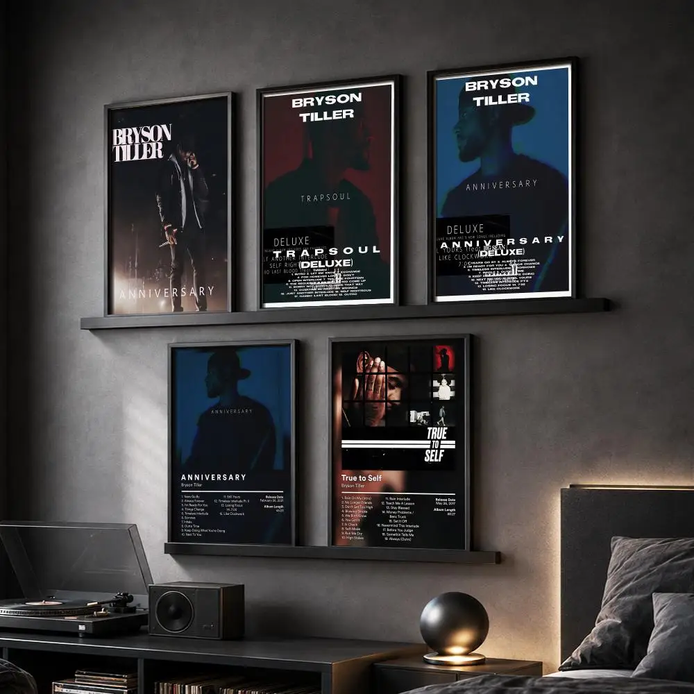 B-Bryson Tiller Rap Album Painting Calligraphy Canvas Poster Hallway Bedroom Living Room Home Bar Decoration Interior Wall