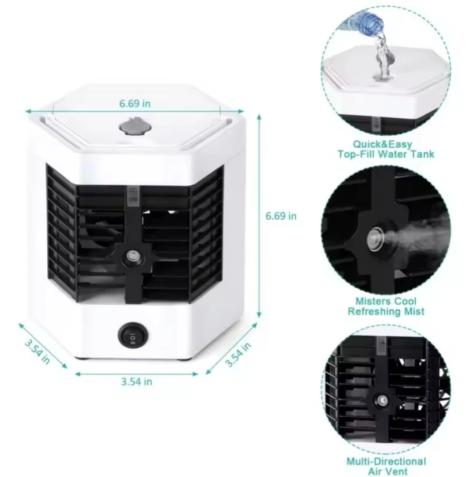 Ventilador de niebla de quinta generación, aire acondicionado portátil rápido y fácil, Mini aire acondicionado, mesa eléctrica multifunción, mini ventilador de agua