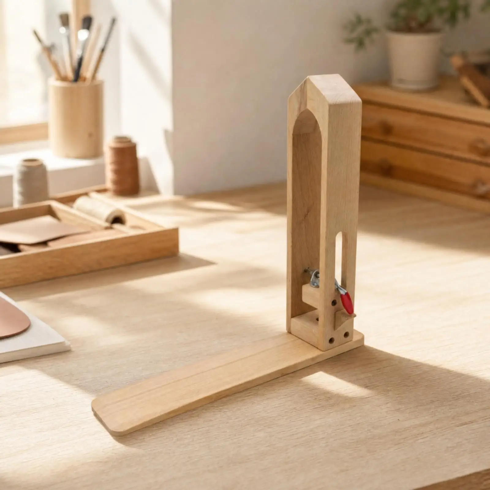 Leather Craft Sewing Clamp Beechwood Stitching Holder Manual Press Tool for Leatherwork Hand Sewing Projects