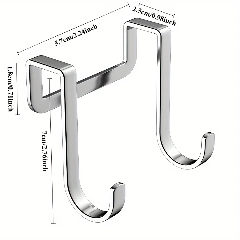 8Pcs Stainless Steel Hook Double S-Shape Hook Kitchen Bathroom Cabinet Door Back Type Coat Towel Storage Hanger