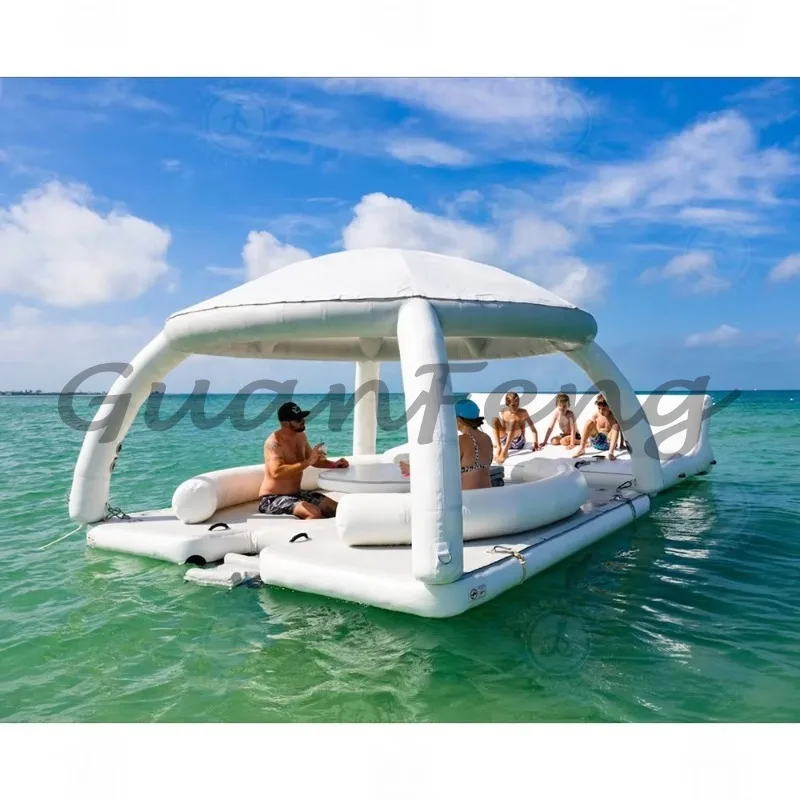 Aufblasbares schwimmendes Strandinsel-Wasserpark-Modellboot für schwimmende Familiensportarten