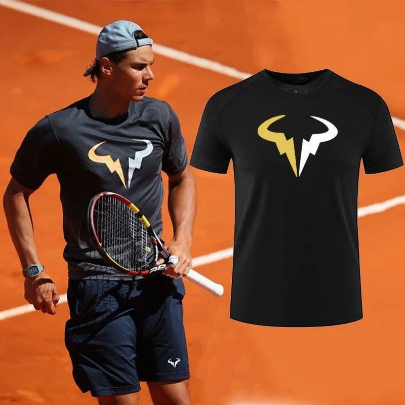 Nadal tênis com uma blusa esportiva de manga curta respirável kovic solta roupas de treinamento finas fitness simples camiseta y2k topos