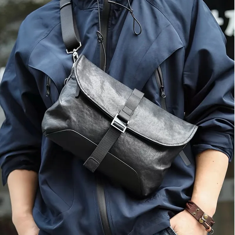 

Men's Leather Waterproof Casual Crossbody Bag Faionable 2026 New Sle Single oulder Bag Diagonal Model Leisure Handbag