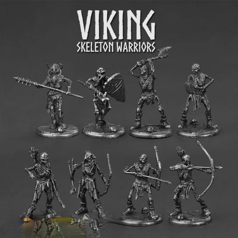 Viking esqueleto guerreiros corpo do exército soldado figuras de ação liga metal miniatura cobre modelo samurai estatueta decoração