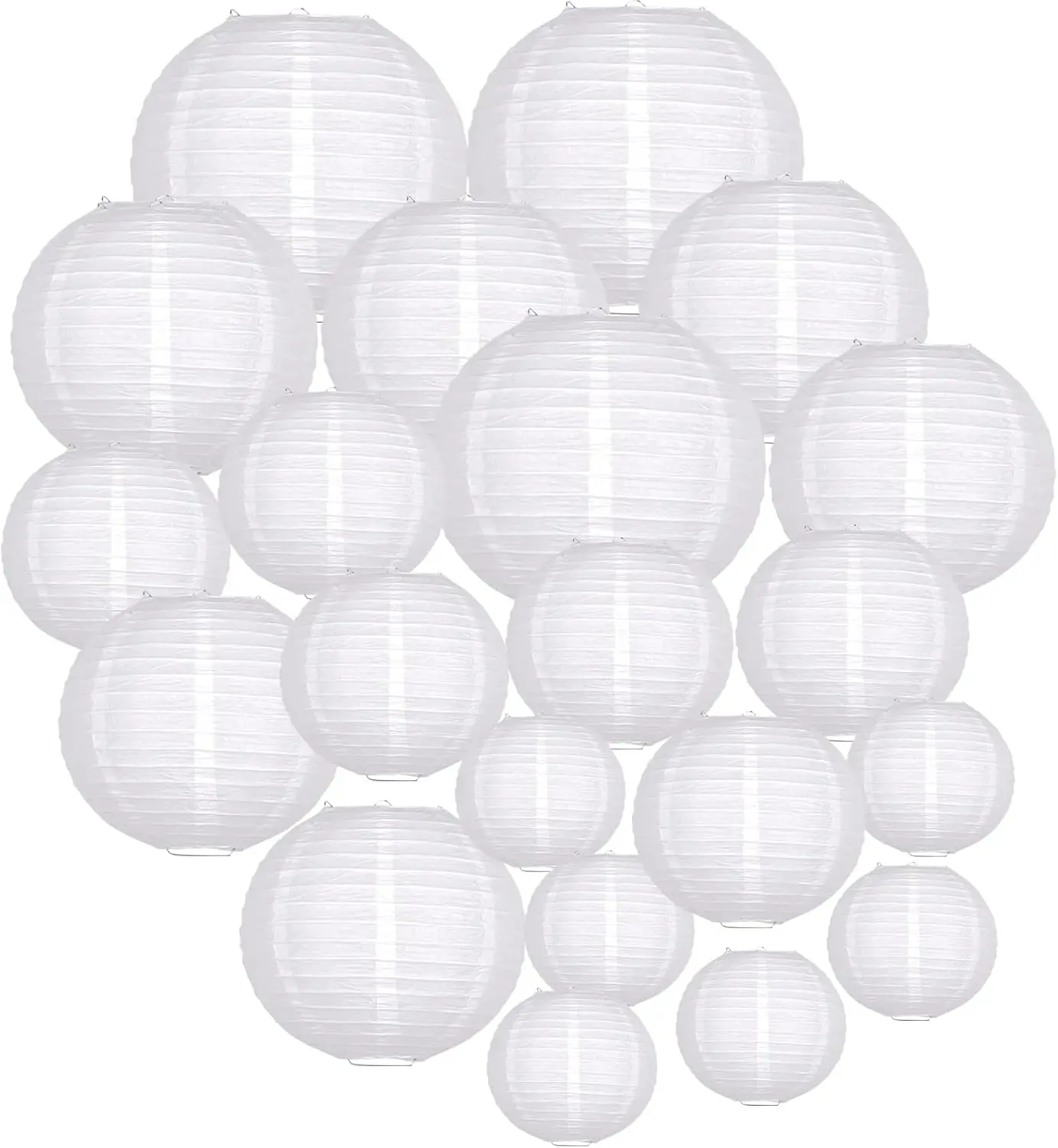 

White Paper Lanterns Party Decorative, White Round Hanging Paper Lanterns Decorations for Graduation Wedding