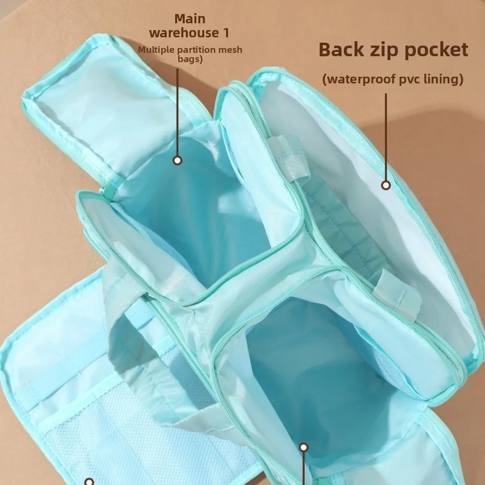 

Solid Color Handheld Cosmetic Bag Nylon Thickened Pouches Bag Organizer Korean Style Multi-layered Portable Toiletry Bag Travel