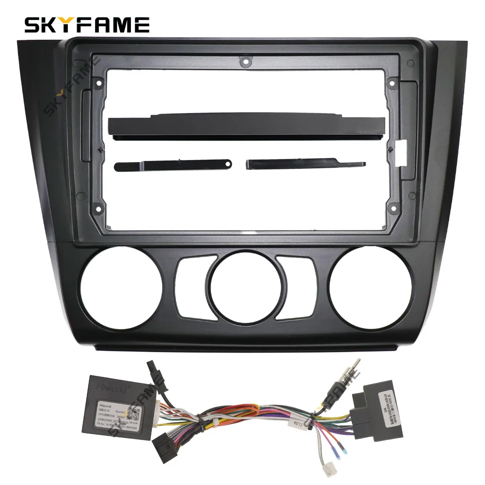 SKYFAME Car Fascia Frame Adapter Canbus Box Decoder Android Radio Dash Panel Frame Kit For BMW 1 Series E81 E82 E87 E88