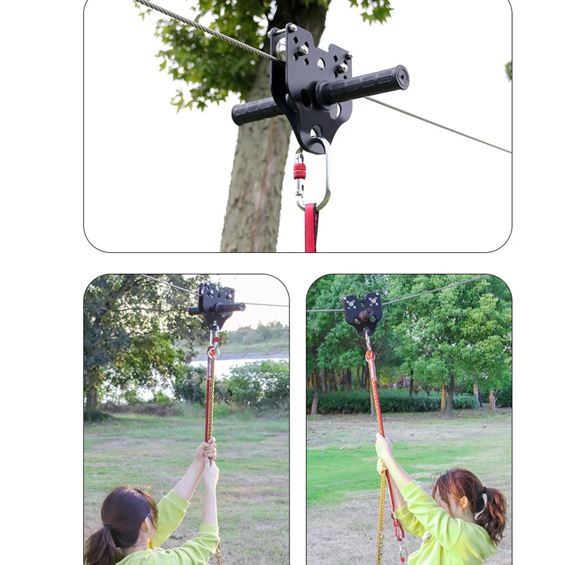 طقم Zipline للفناء الخلفي بطول 100 قدم نظام ترفيه في الملعب الخارجي مع مقعد حزام أمان من الفولاذ المقاوم للصدأ لساعات ممتعة