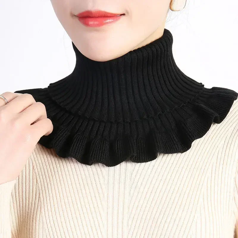 

Warm Knitted Fake Collar Woolen Women Turtleneck Knitted False Fake Collar Detachable Neck Scarf Thicken Windproof Fake Collars