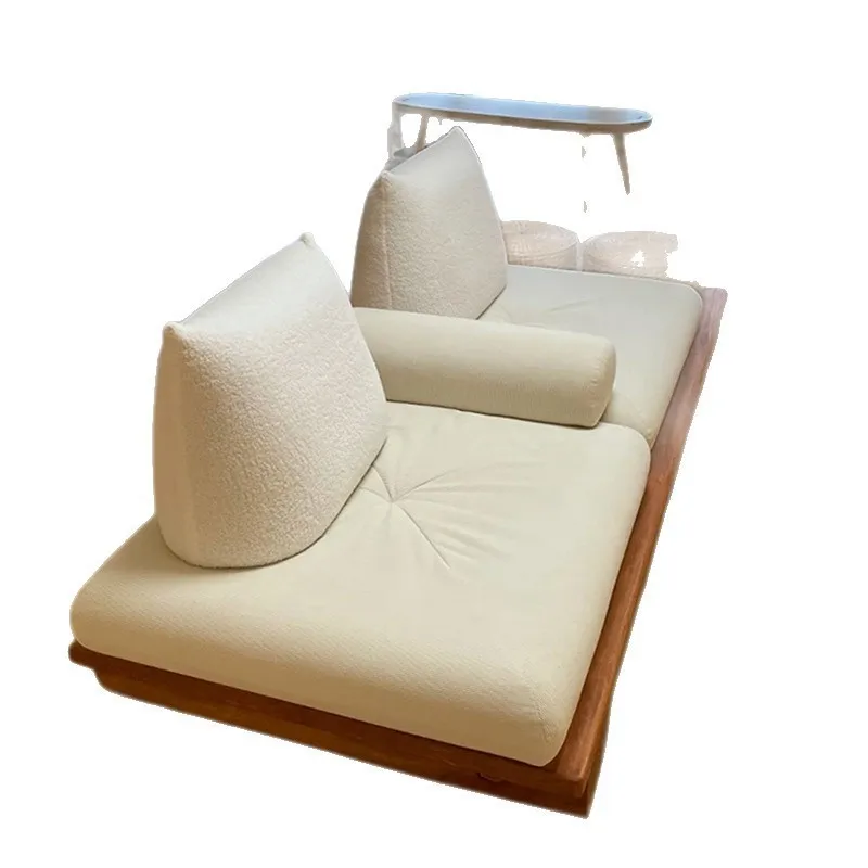 Solid wood sofa Japanese style, small apartment living room, bed and breakfast hotel lounge area reception sofa