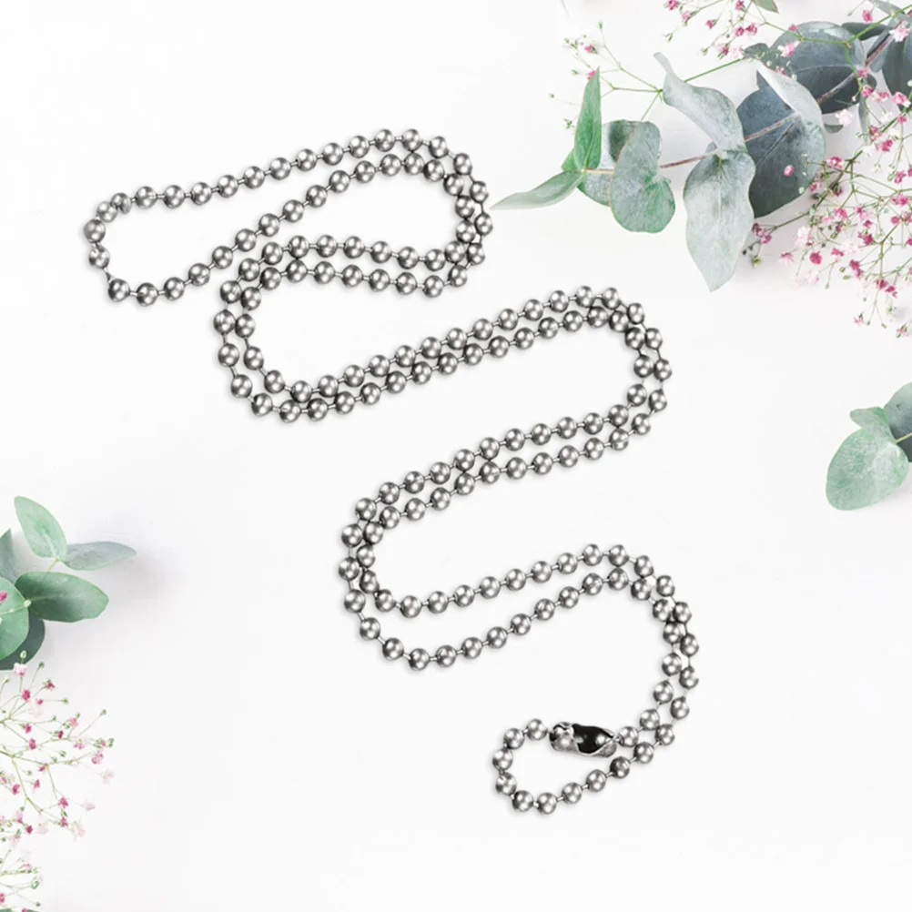 

1 Set Stainless Steel Ball Bead Dog Tag Necklace With Connectors Clasps For Jewelry Making Diy Crafts Pendant Hanging Decoration