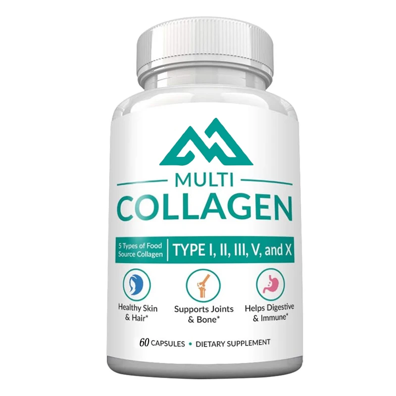 Multi collagen 60 capsules - Type I, II, III, V, X eggshell, chicken, wild fish, and grass fed beef mixture 2025 milligrams