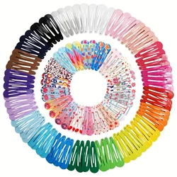 50Pcs Snap Hair Clips Candy Color Glossy 2 Inches No Slip Metal Hair Pins Clips Barrettes Accessories for Baby Girls Toddlers