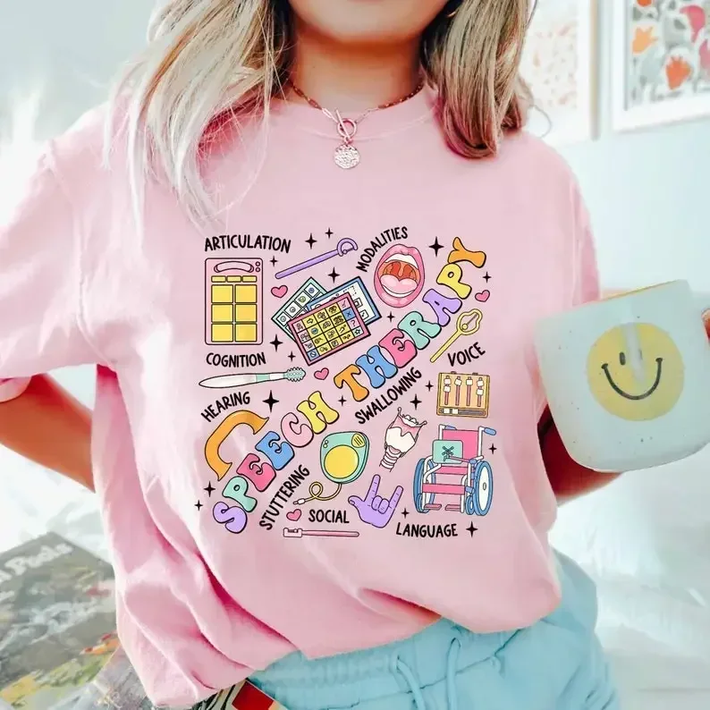 Speech Therapy Shirt Everyone Deserves A Voice Funny SLP Speech Language Pathologist Tee Speech Therapist Gifts Cotton Tee Women
