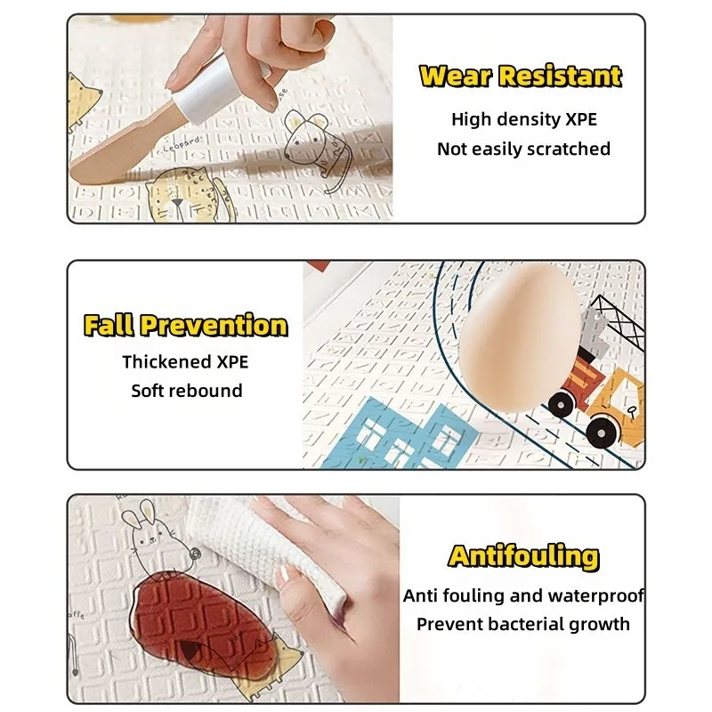 접이식 아기 놀이 매트, 무독성 폼, 두께 2cm, 초대형 양면 크롤링 매트, 휴대용