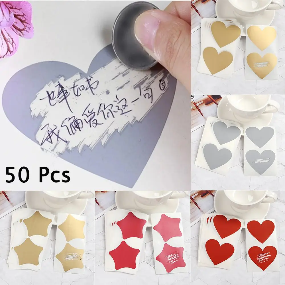 Golden Love Pentagram Scratch Card Coating DIY Postcard Scratch Coating Wedding Message Card Multifunctional Crafts Sticker