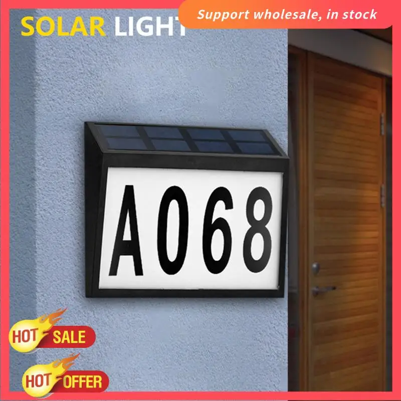 RISE-luz de placa de puerta Solar, luz de placa de número de dirección montada en la pared Digital LED impermeable para exteriores