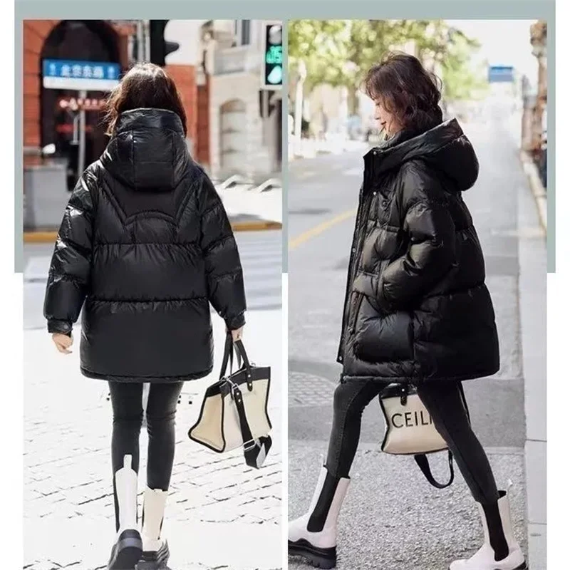 Wash-Free Down Coat Women Parkas 2025 Winter New Explosions Warm Cotton Padded Jacket Long Outerwear Korean Overcoat Ladies Tops