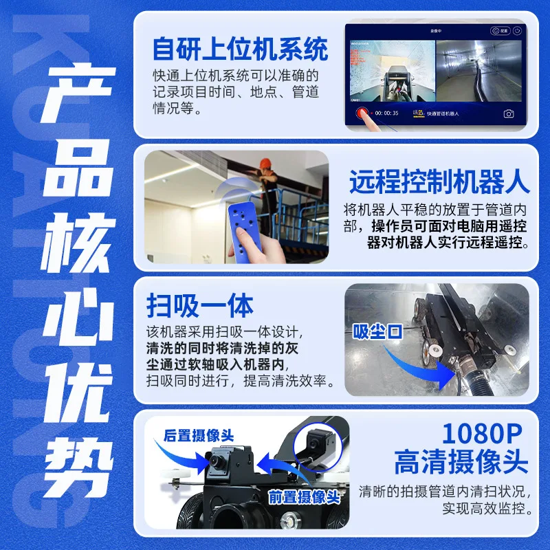 Express centralized air conditioning ventilation duct cleaning machine hospital textile factory special industrial ventilation d
