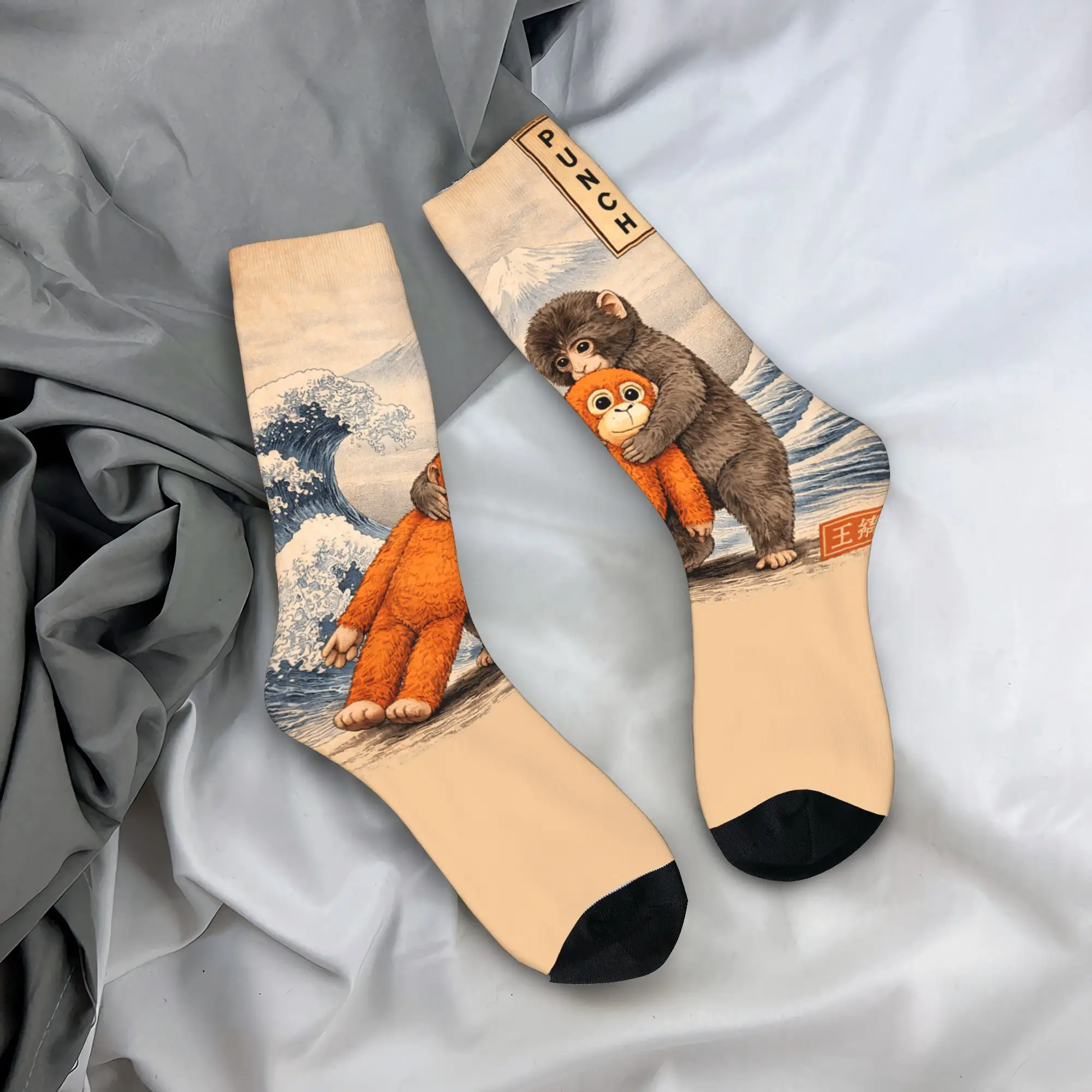Kawaii Baby Monkey Punch Cute Japanese Art Socks  Anti Slip Stockings Couple Soft Breathable Running Socks Autumn Fashion Socks