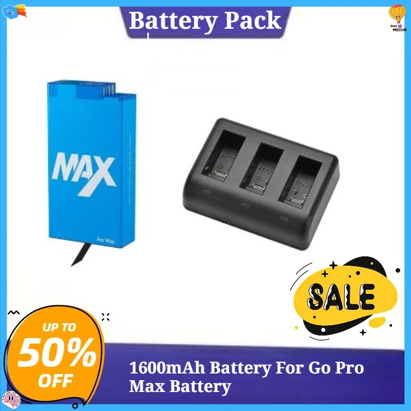

1600mAh Battery For Go Pro Max Battery Rechargeable 360 Action for GoPro Hero Max Type C Charger for Panoramic Accessory
