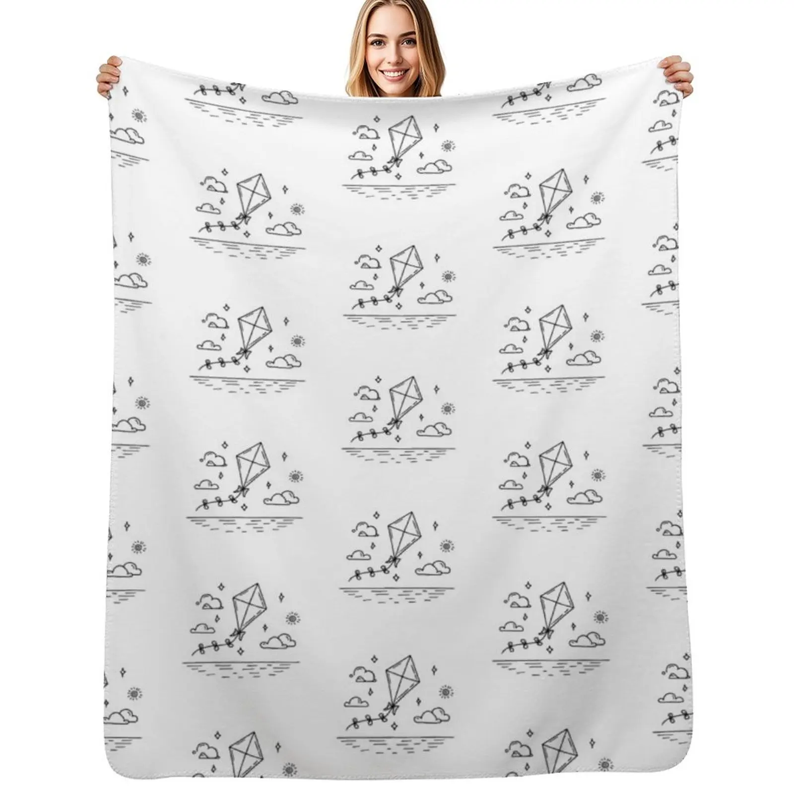 Simple drawing of a kite flying over the beach Throw Blanket Soft Big Summer Beddings Hair Designers Thins Sofa Throw Blankets