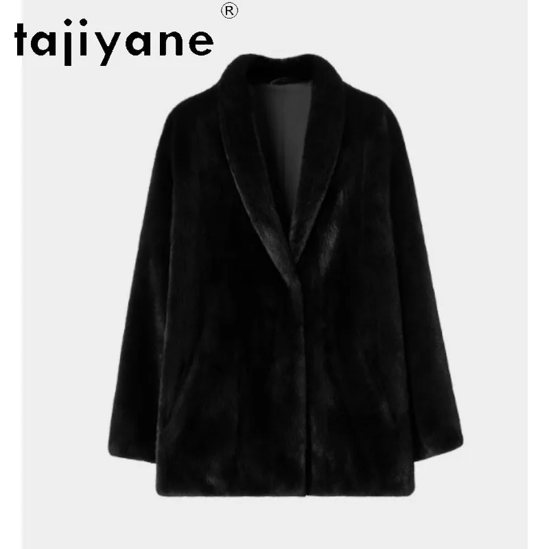 TAJIYANE 100% Imported Mink Fur Woman Luxury Short Real Fur Coats Loose Winter Clothes Woman Tops Long Sleeve Fur Jacket Шуба