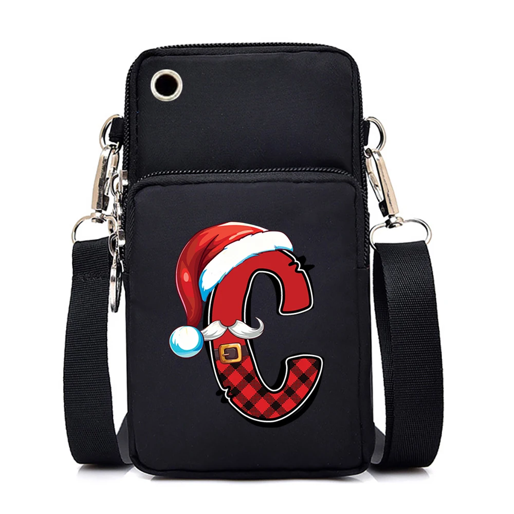 Women Mobile Phone Bag Christmas Letters Alphabet Mini Purse Cartoon Christmas Handbags with Zipper Crossbody Bags Women