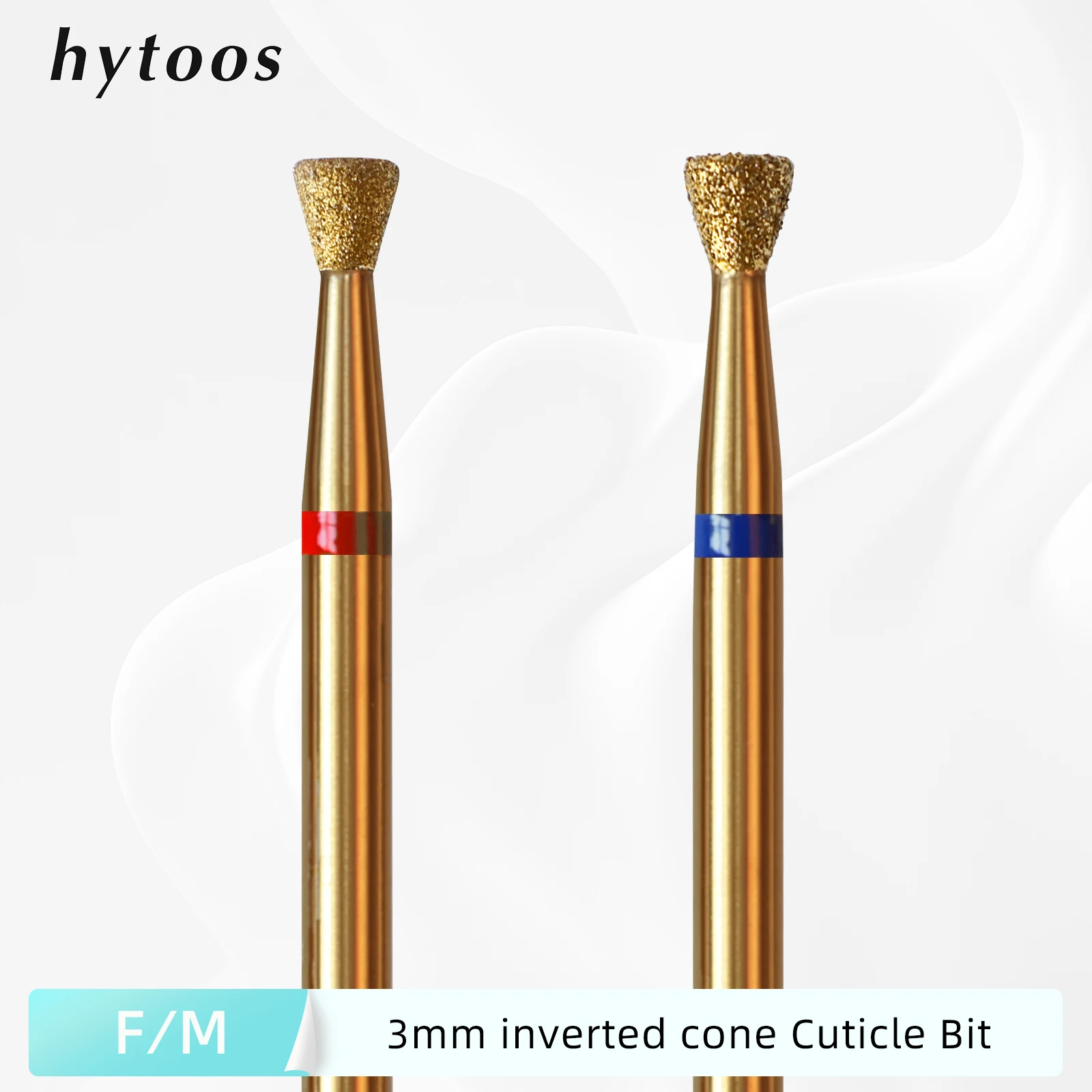 HYTOOS 3mm Inverted Cone Cuticle Clean Nail Drill Bit, Titanium Russian Diamond Nail Bits Dead Skin Cleaner Accessories Tool