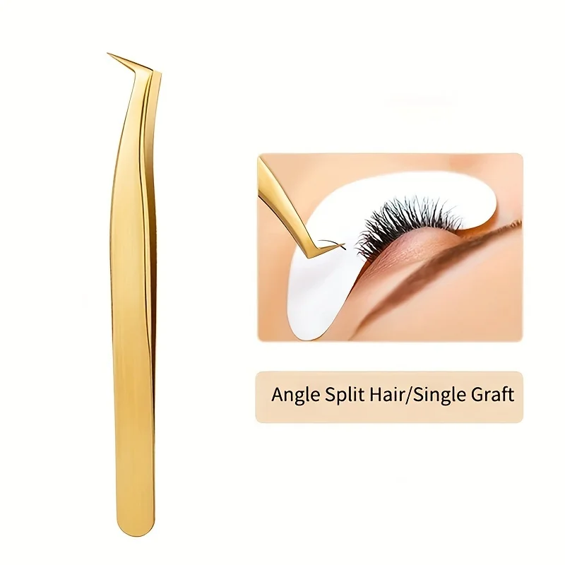 

1 Pcs Golden Eyelash Extension Tweezers Stainless Steel 3D Precise Clip Eyelash Tweezers Eyelash Extension Supplies Suit Tools