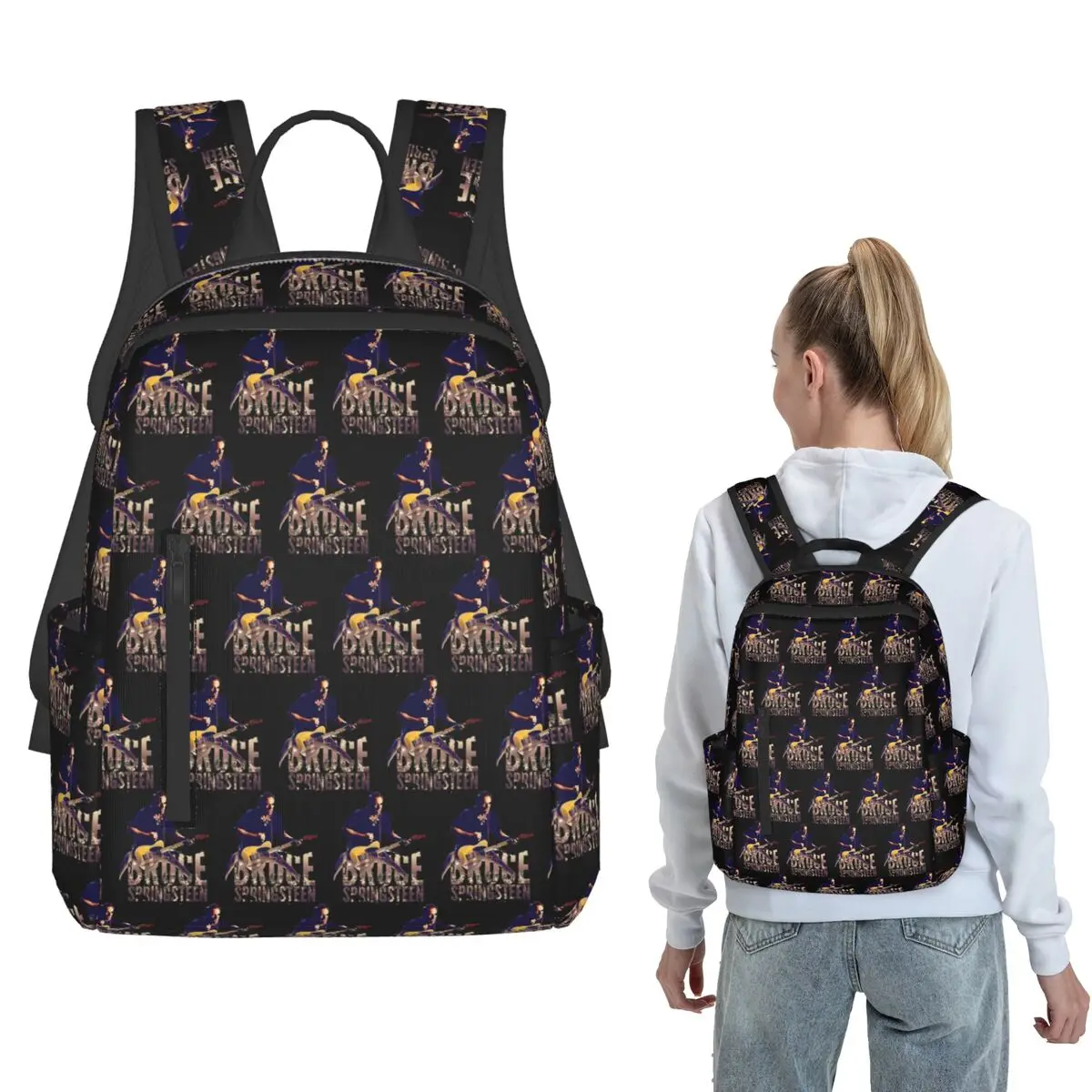 

Bruce The Boss Rock Legend Backpack Daypack Boys Girls BookBag School Bag Shoulder Bags for Men Women