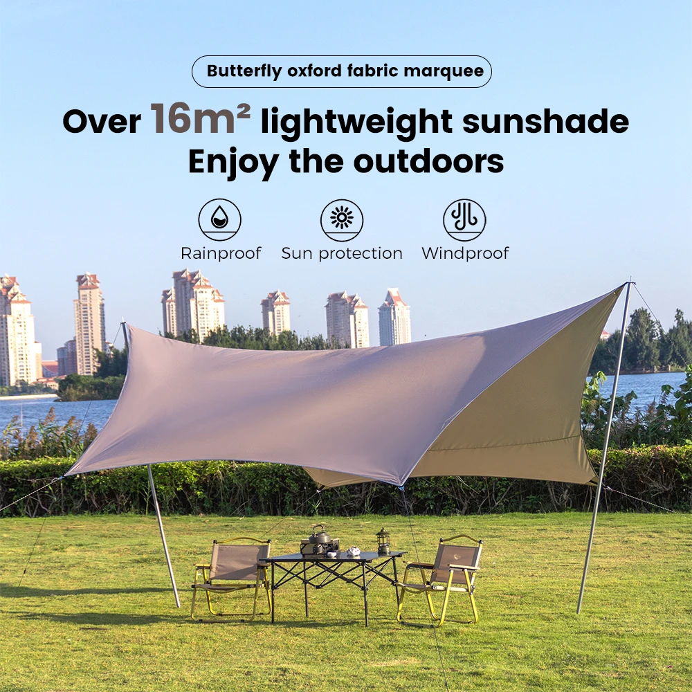 

Sonuto-Large Camping Tent, Silver-Coated Canopy Tent, Outdoor Picnic Equipment, Sun Protection, Hexagonal Butterfly Awning