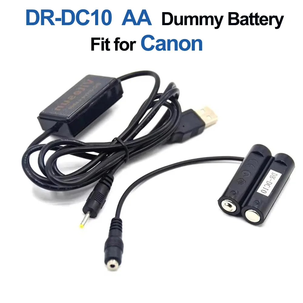 

AA Dummy Battery DR-DC10 DRDC10 DC Coupler CA-PS800 USB DC Power Cable for Canon A1300 A1400 A800 A810 SX150 IS SX160