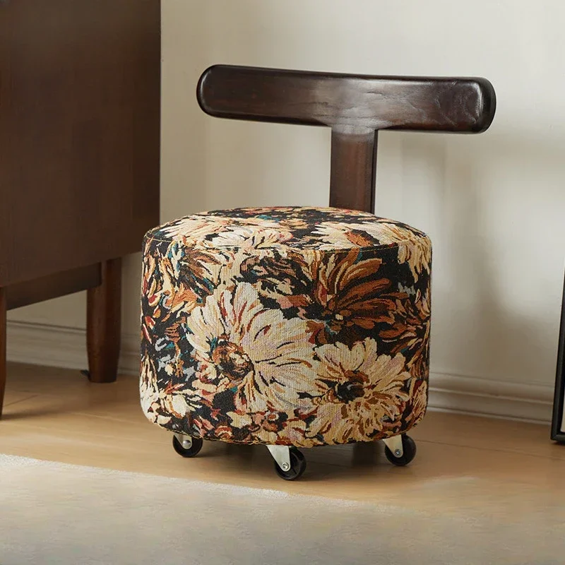 

Household Solid Wood Small Bench Living Room Sofa Universal Wheel Backrest Small Chair Bedroom