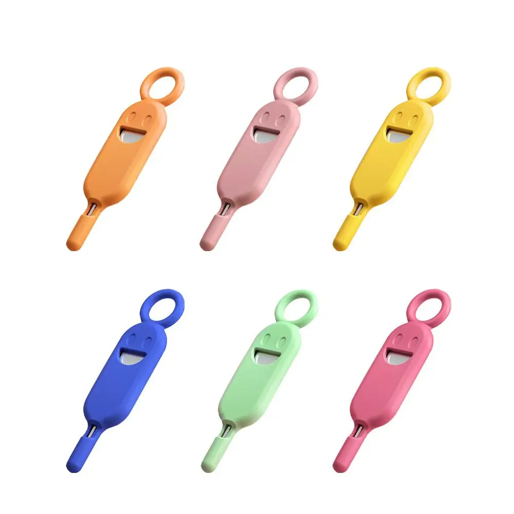 Portable SIM Card Removal Pin Anti-lost Set Smile Pattern Phone SIM TF Card Storage Case Ejecter Tool Needle Solid Color