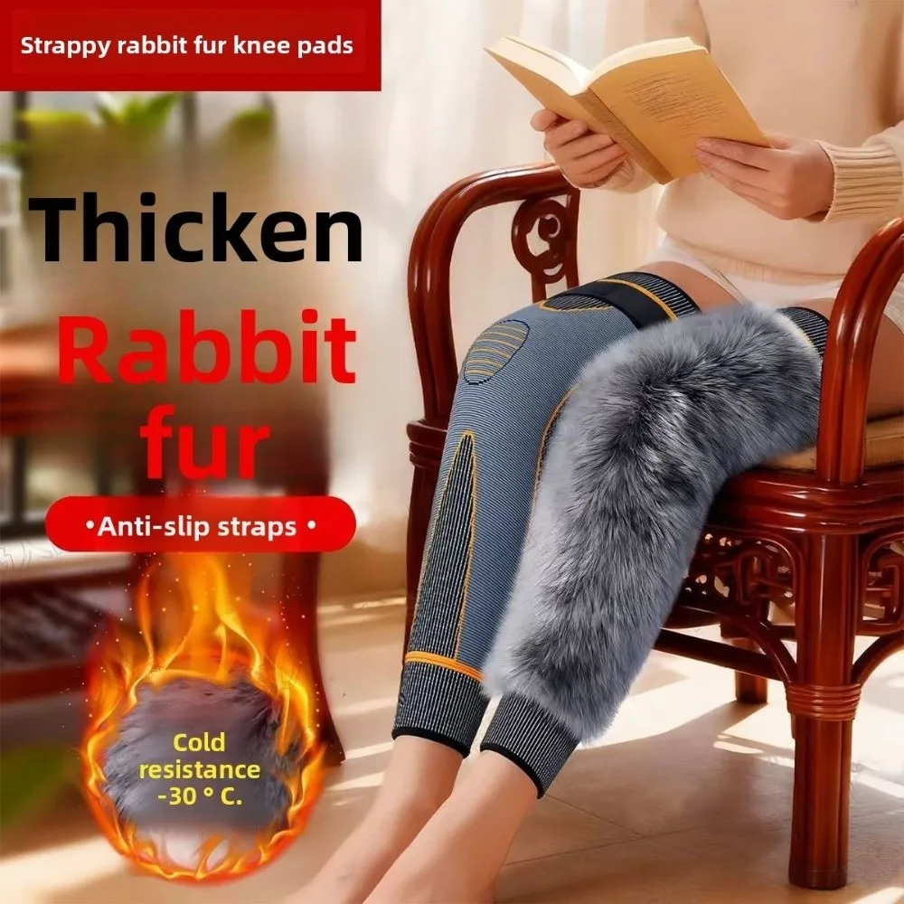 

Теплые наколенники из искусственной кроличьей шерсти с ремнями, морозостойкие, ветрозащитные, плюшевые, толстые наколенники, зимние, теплые, удобные