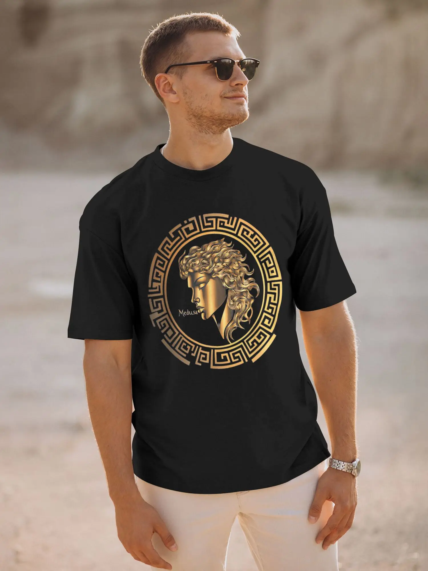 Hoplite تصميم ريترو اليونانية القديمة الجندي المتقشف المحارب خوذة 100% القطن تي شيرت مطبوع للرجال حجم كبير ملابس للرجال #1