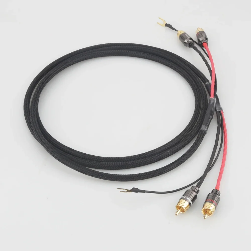 Hi End Audio RCA Cable of Independent Shielded Signal Line Of LP Vinyl Record Player Amplifier Chassis Gold Plated Connector