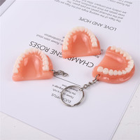 Funny Resin Tooth Key Chain Dentist Pendant Simulation Mini Denture Keychain for Bag Hanging Ornament Car Key Rings Gifts