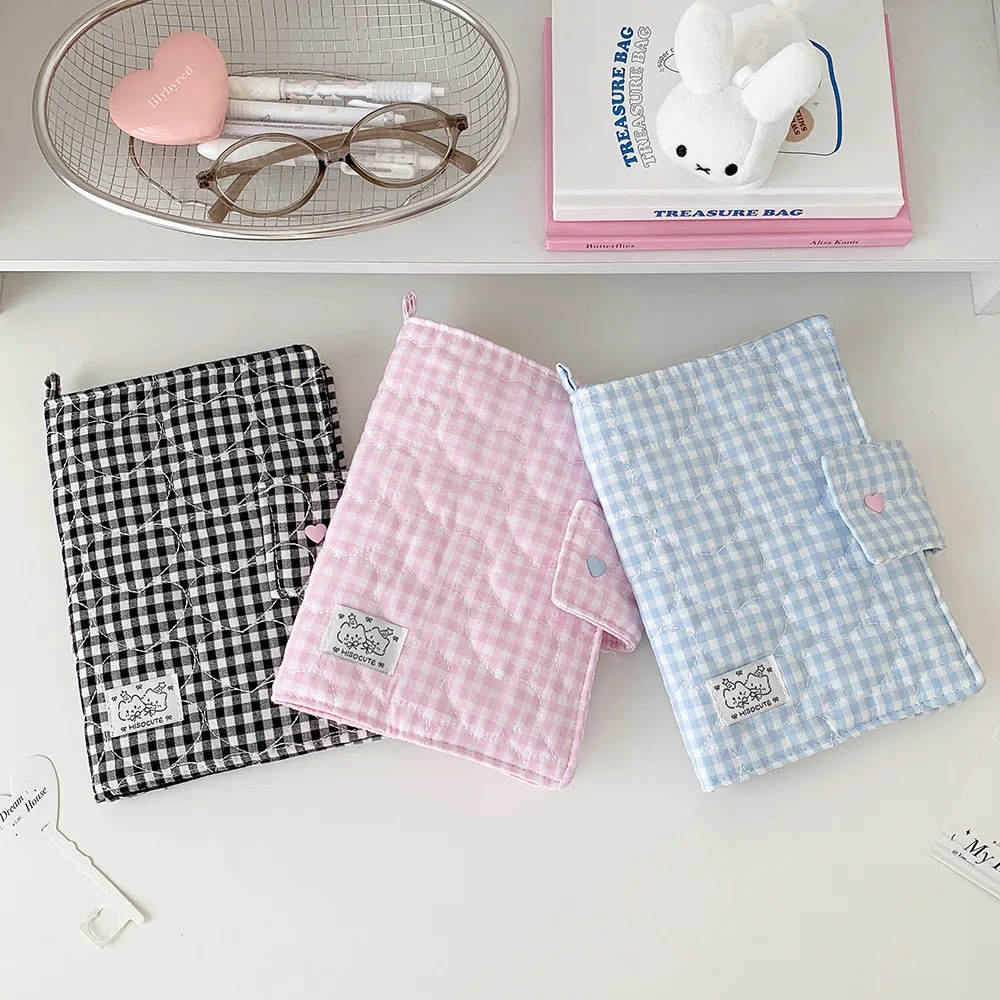 Koreanische Mode Gitter-Liebes-Motiv Abnehmbare Buchhülle Schreibwaren-Aufbewahrung Schutzhülle A5 Pack Buchhülle – Detail 14