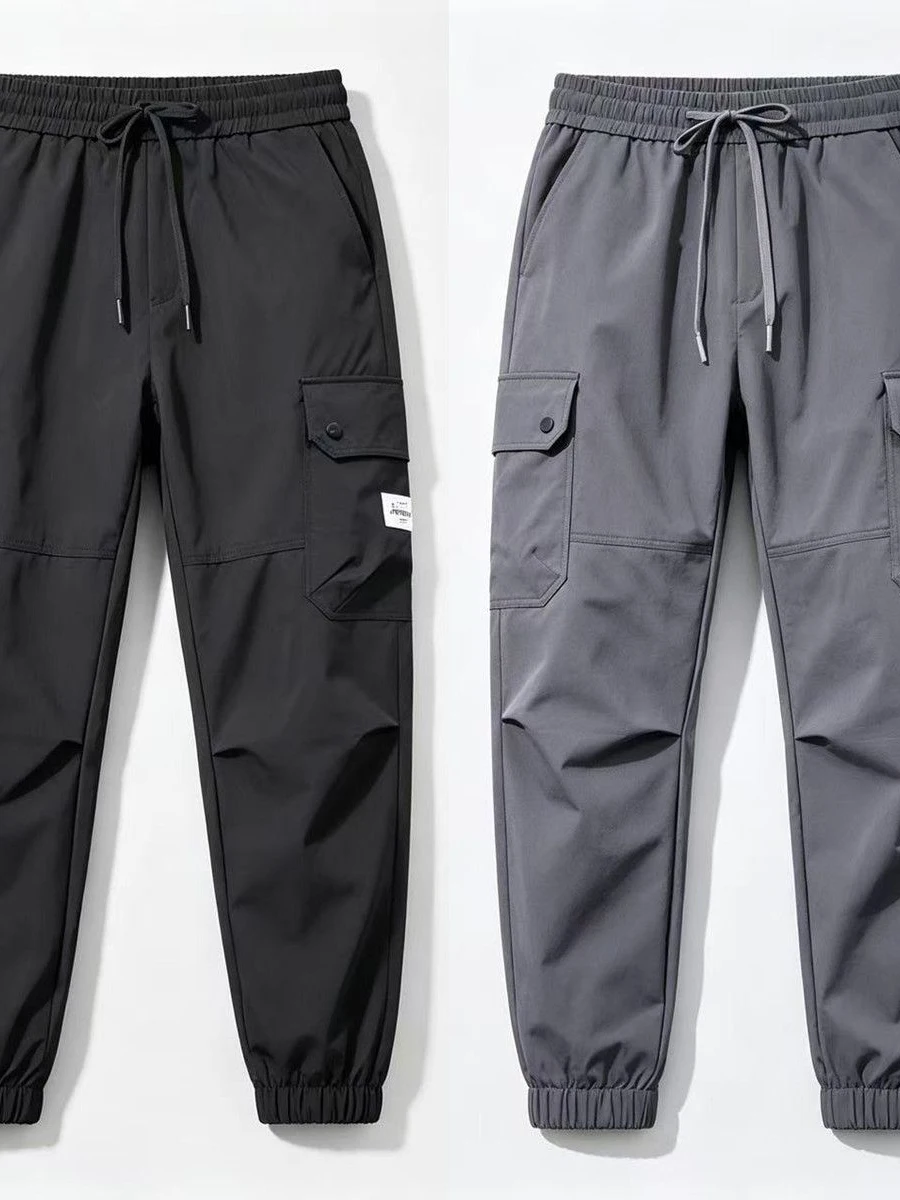 Men's Casual Work Pants Loose Straight Leg Trousers Wear Resistant Leisure Workwear Youthful Vitality Style All Season Use