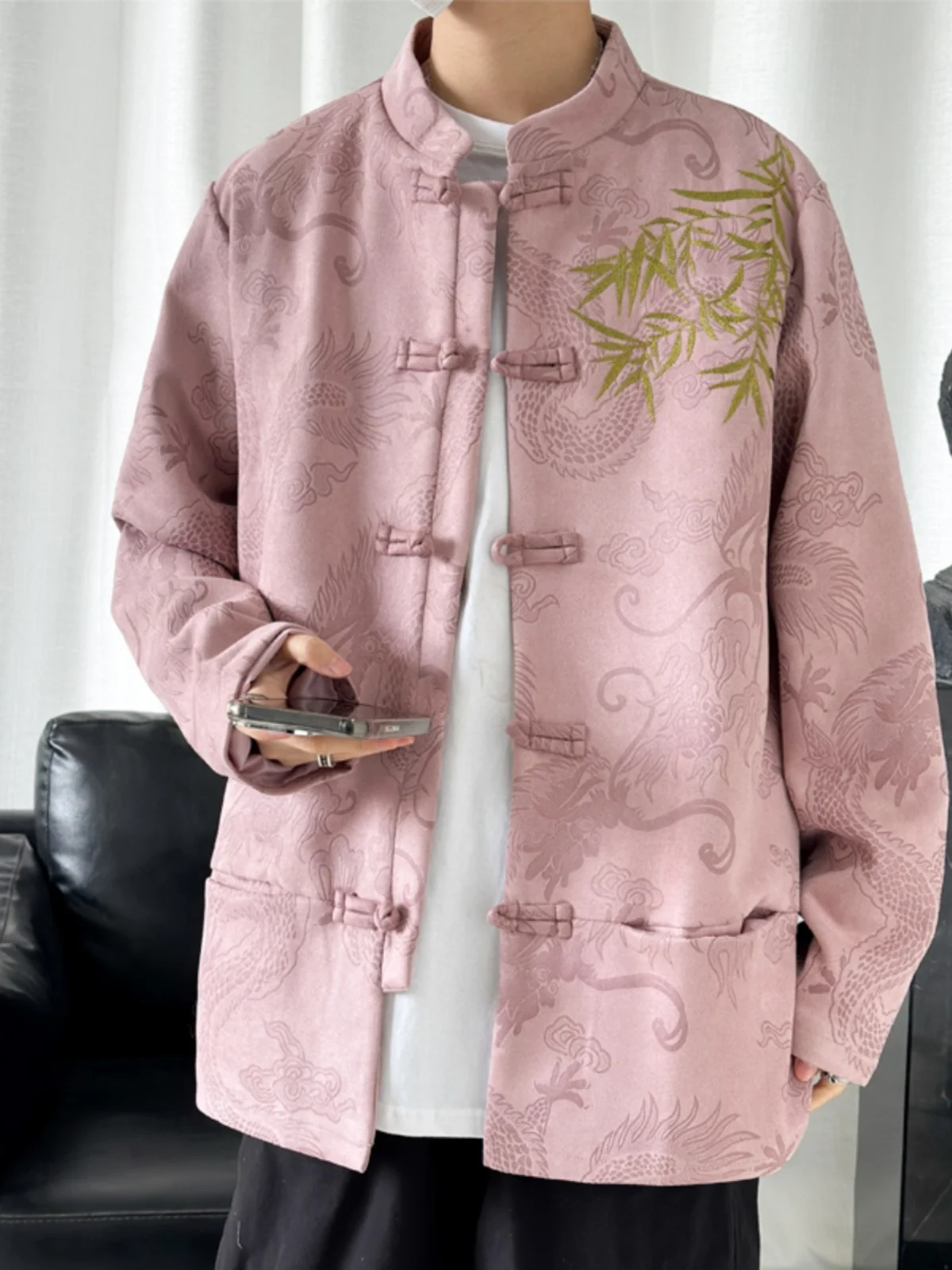 

Новая китайская мужская куртка Jaet, молодежная верхняя одежда с вышитым воротником-стойкой в стиле ретро на весну и осень, сезонная модная ханьфу