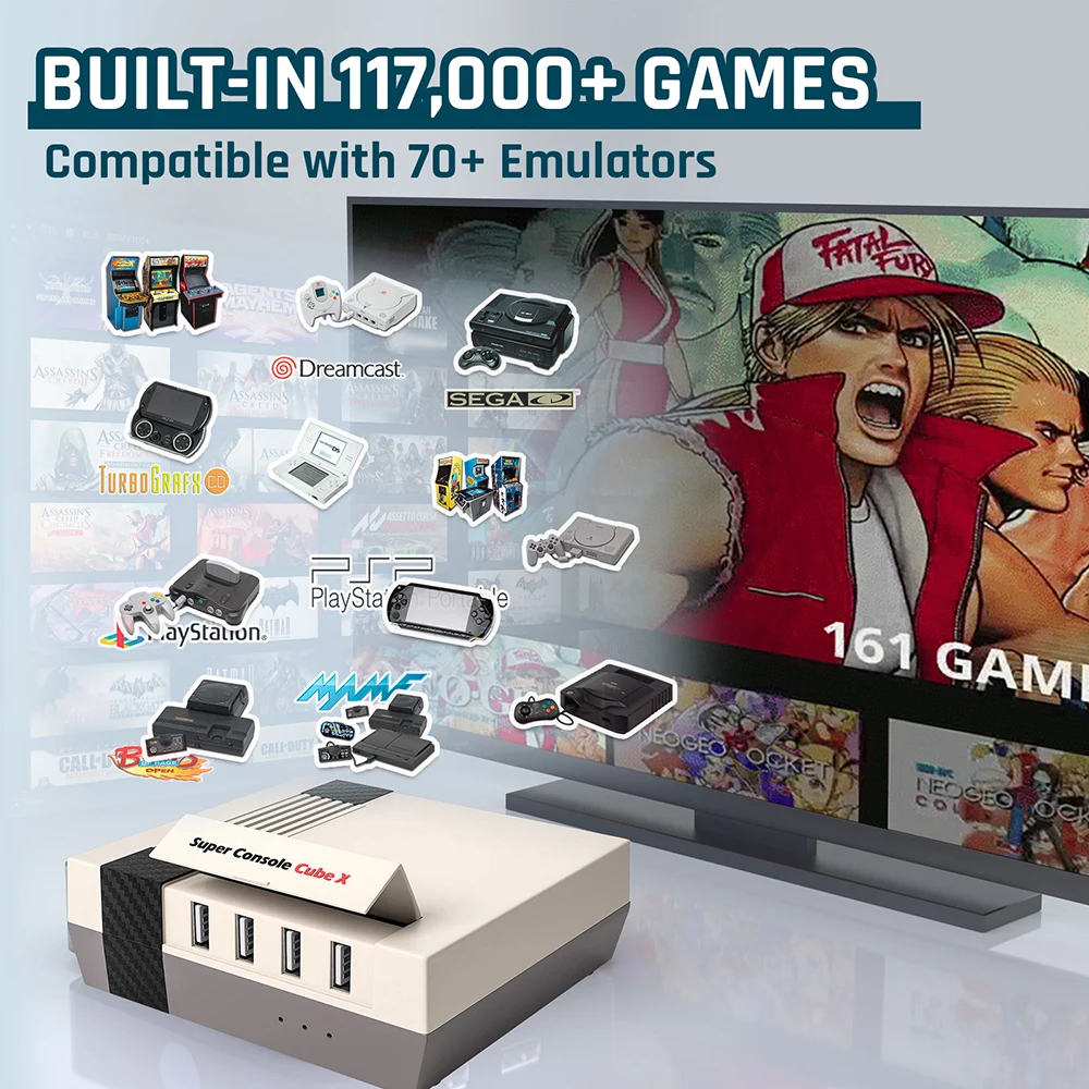 Super Console X Cube Retro Video Game Consoles Pre-load Up to 117,000+ Games,70+Emulators,Support Multi-players